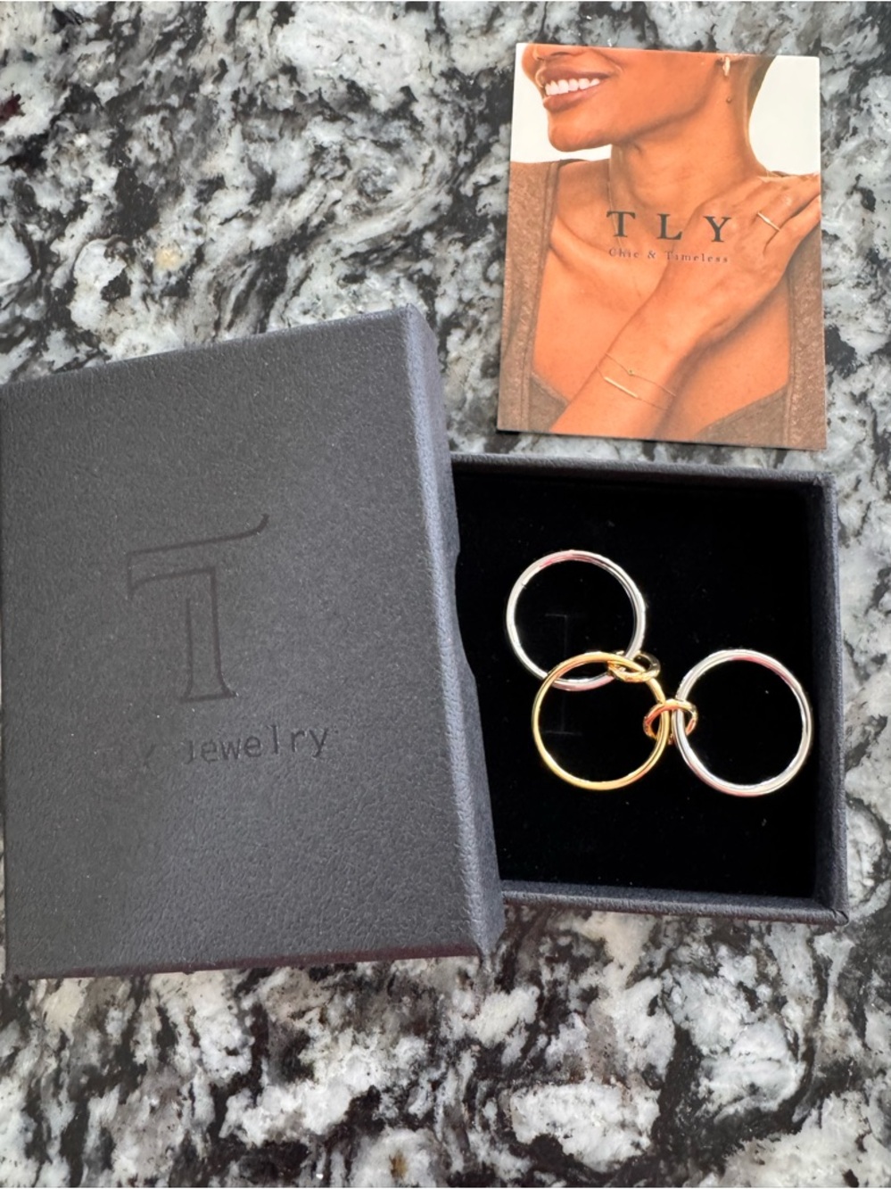 Two-Tone Interlocking Stackable Rings - Gold & Silver: size 11 (65mm)